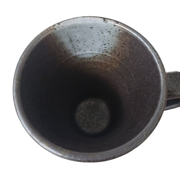 Stoneware Black Matte Glazed Tea Coffee Mugs Set of 4 Primitive Fish Design - Picture 9 of 11